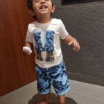 Radhika Pandit Instagram - So.. this is the naughty Yatharv smile after teasing his Dadda.. will upload the video in my next post! 😁 #radhikapandit #nimmaRP
