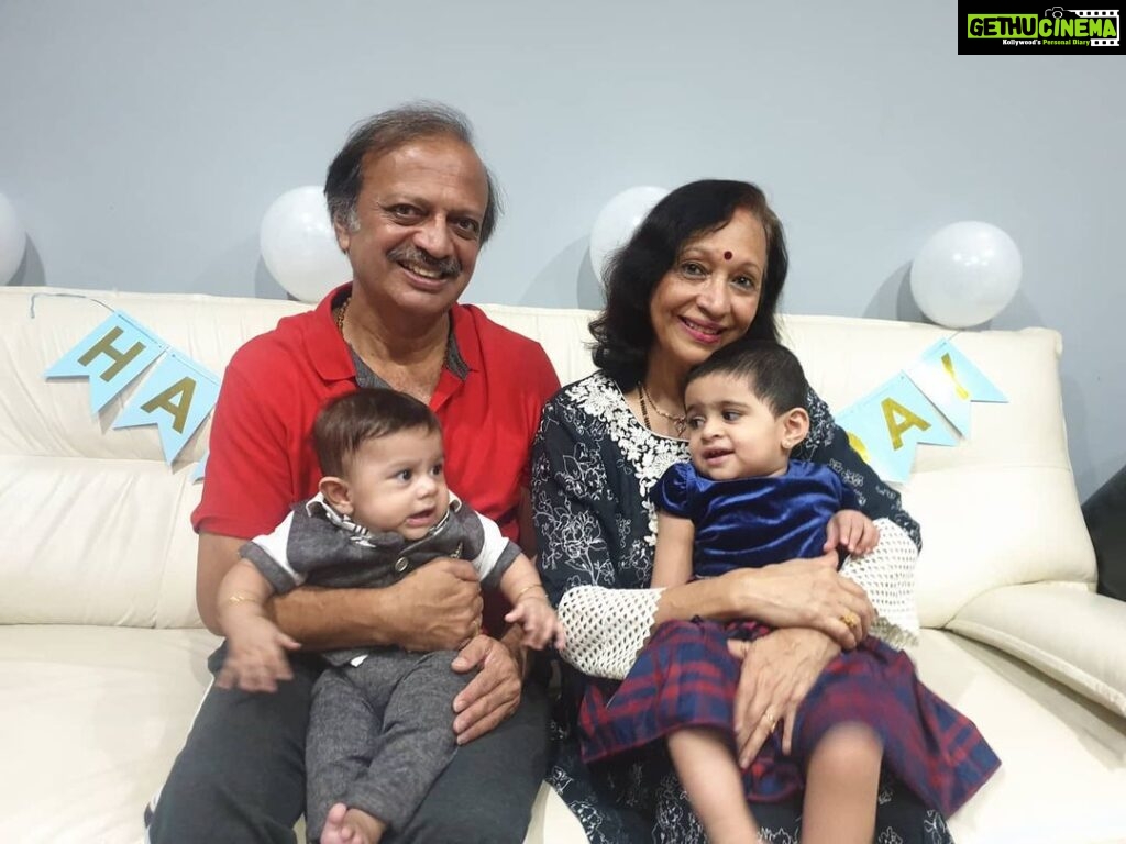 Radhika Pandit Instagram - Dear Ma and Pappa, Words are not enough to describe how much we love you. Thank you for helping me raise my kids, u both are the wind beneath my wings, What we are today, we owe it to you. @gourangpandit and I are blessed to have you as our parents. HAPPY ANNIVERSARY ❤ #radhikapandit #nimmaRP