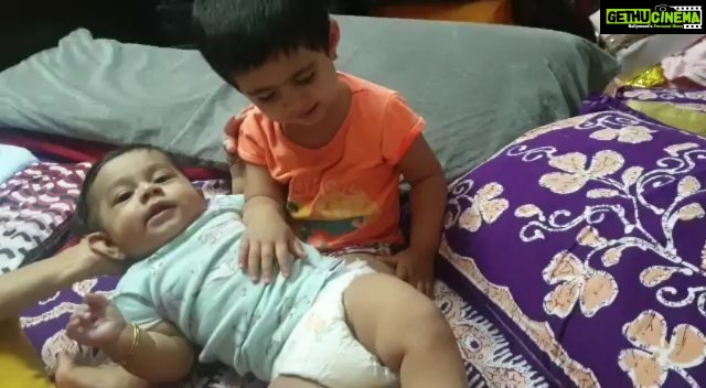 Radhika Pandit Instagram - And just like that our baby girl turns 18months today!! 😊 Hope our lil baby sitter made u smile!! P.S : I am sure she is imitating my Dad 😁 #nimmaRP #radhikapandit