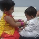 Radhika Pandit Instagram - Their first Rakshabandan 🥰 The precious bond between siblings is just priceless!! ❤ #radhikapandit #nimmaRP