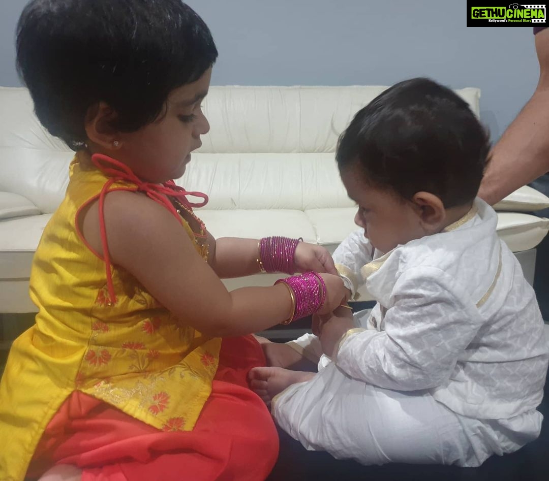 Radhika Pandit Instagram - Their first Rakshabandan 🥰 The precious bond between siblings is just priceless!! ❤ #radhikapandit #nimmaRP