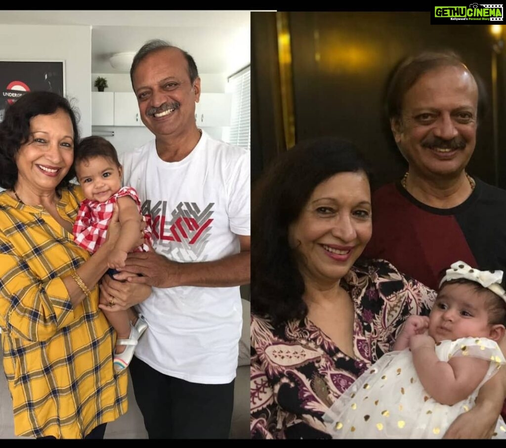 Radhika Pandit Instagram - U make us believe in fairytale relationships!! Thank you for being the Best parents and the Bestest Grandparents 😘 love u Pappa n Ma. HAPPY ANNIVERSARY ♥️ #radhikapandit #nimmaRP