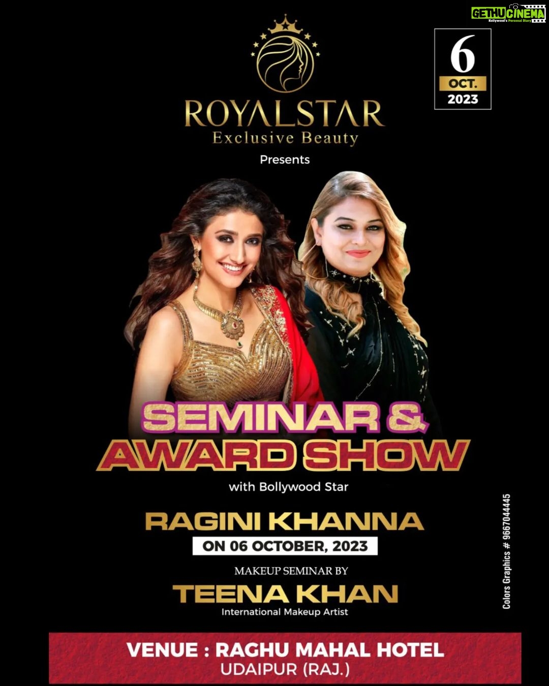 Ragini Khanna Instagram - Get Ready Udaipur One Day Makeup seminar & Award Show in Udaipur Celebrity makeup Artist Teena Khan Orgnaizer by @buyroyalstar Celebrity @raginikhanna Udaipur, Rajasthan