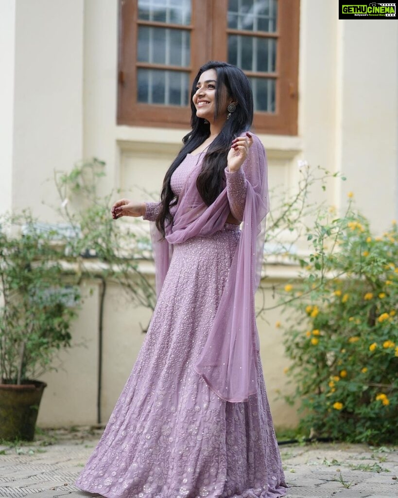 Rajisha Vijayan Instagram - Feeling like Lilacs 💜 @ashwinimathoor_couture @arun_sathyan_n
