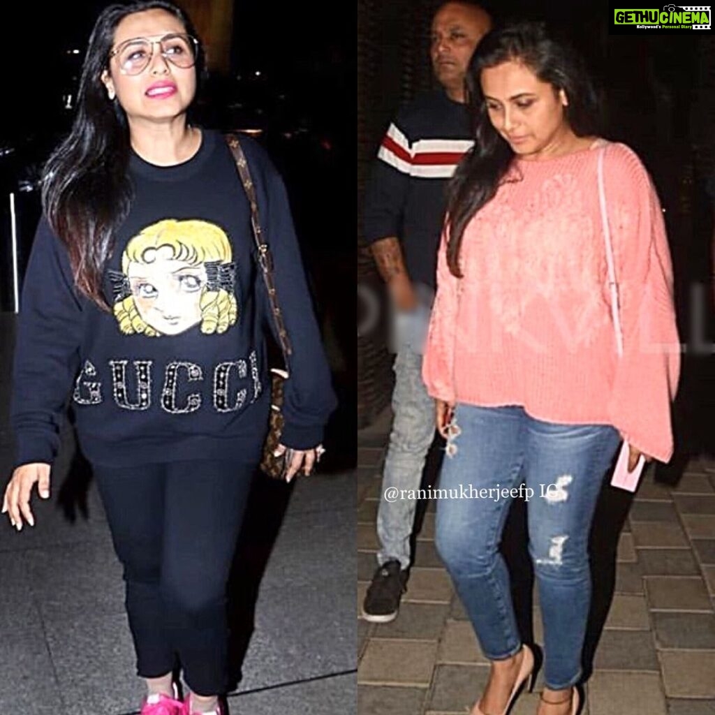 Rani Mukerji Instagram - First appearance of 2019 folks! Rani sported TWICE today, one at ge Mumbai’s airport while the other with her family, got to say she still looks gorgeous 😍😍