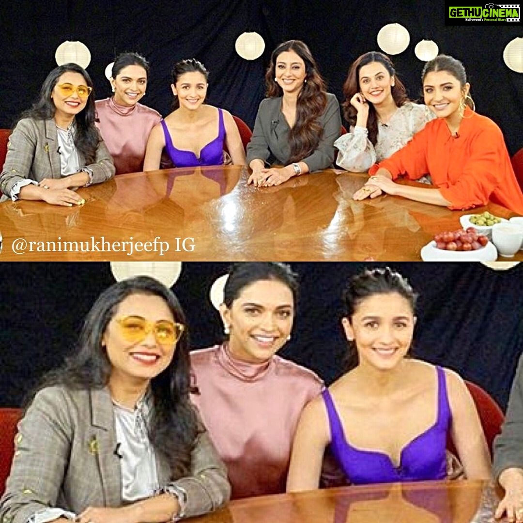 Rani Mukerji Instagram - So so so SO happy rn!! Rani at @rajeevmasand Actresss Roundtable with Deepika, Alia, Anushka, Tabu, and Taapasee! Merry Christmas Eve everyone!