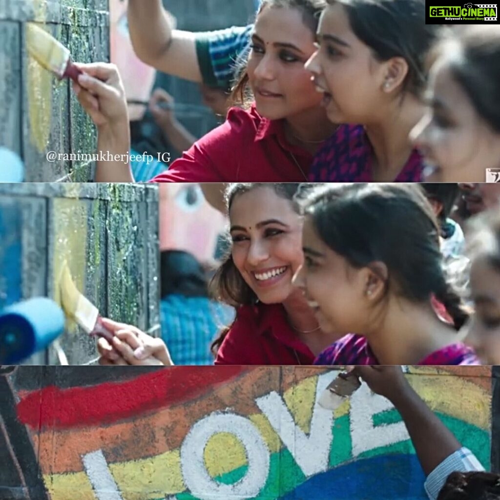Rani Mukerji Instagram - This scene of Oye Hichki was honestly my favorite part of the video, I kept rewatching to make sure it was real 😭! But honestly, I loved the simplest of them showing the LBGTQ flag with “Love” on it, it shows how much India is progressing and I’m so proud of my root country 🇮🇳❤️! I loved how in the campaign of hichki, it said “to think homosexuality is a disease, that is a Hichki/hiccup” and I just loved it. And Rani’s smile in this makes me so happy, I need her back onscreen! (Also, show suggestion! Watch Romil and Jugal on Alt Balaji, never related so much to a show 🏳️‍🌈❤️)