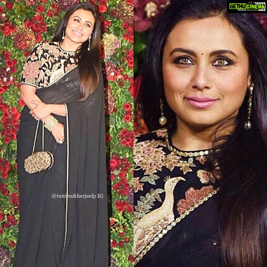 Rani Mukerji Instagram - FINALLY, SOMETHING FOR ME TO POST AGAIN! Rani spotted at Deepika Padukone and Ranveer Singh’s reception, ahhh she looks gorgeous in that saree 😍! I’ve been dying for new pics, the queen is back with a bang! Hopefully more new pics 🤲🏽❤️ Still can’t get over how beautiful Rani looks in that saree 😍💕. Literally, slaying the whole party 🖤! Kinda sour Amitabh didn’t pics of Rani on his blog, but I need more pics! I love her ❤️❤️