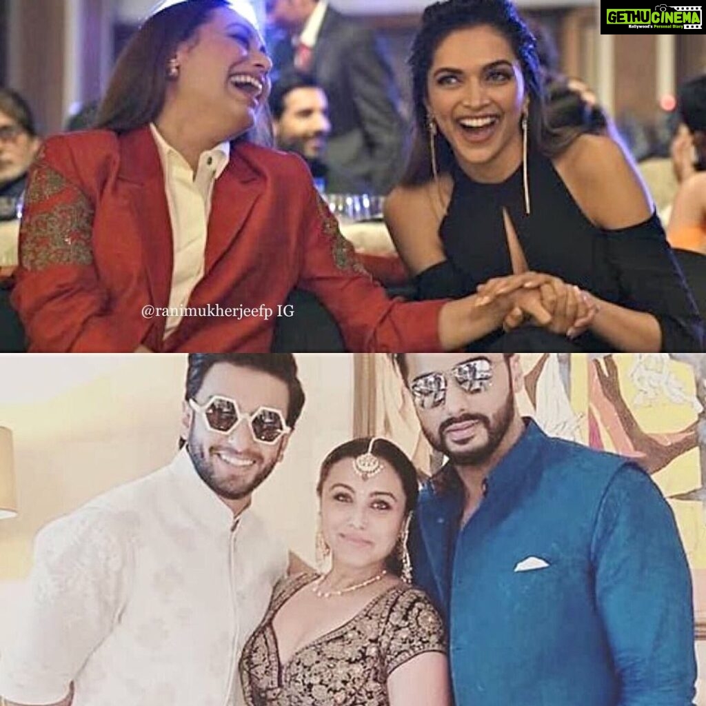 Rani Mukerji Instagram - Who’s dosti with Rani do you like more? Deepika or Ranveer’s 🤔? I find Rani’s and Deepika’s friendship adorable, look at their laughs aww 😍! CONGRATS TO DEEPVEER FOR BECOMING AN OFFICIAL COUPLE! Mr and Mrs Singh!!!