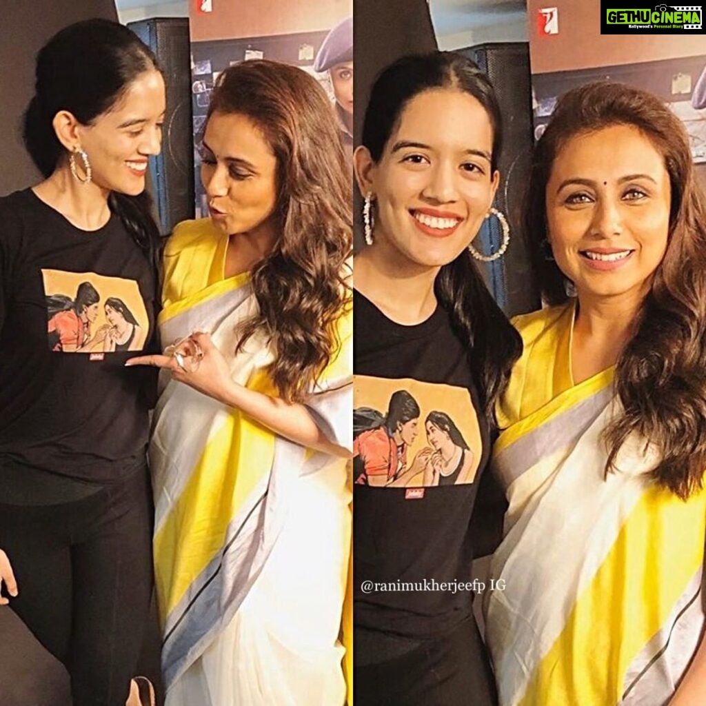 Rani Mukerji Instagram - Rani at Mardaani 2 promotions 🤩🎉! Gosh, she looks so gorg!! And look how cute she is, RECOGNIZING HERSELF IN THAT KKHH SHIRT! My heart 😍! also sorry I’ve inactive, senior year is so emotionally draining! And I’ve been so sad about Priyanka Reddy, the whole thing outrages me. Thats why we need to have MARDAANI 2 🙌🏽