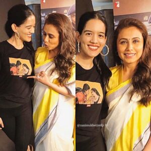 Rani Mukerji Instagram - Rani at Mardaani 2 promotions 🤩🎉! Gosh, she looks so gorg!! And look how cute she is, RECOGNIZING HERSELF IN THAT KKHH SHIRT! My heart 😍! also sorry I’ve inactive, senior year is so emotionally draining! And I’ve been so sad about Priyanka Reddy, the whole thing outrages me. Thats why we need to have MARDAANI 2 🙌🏽