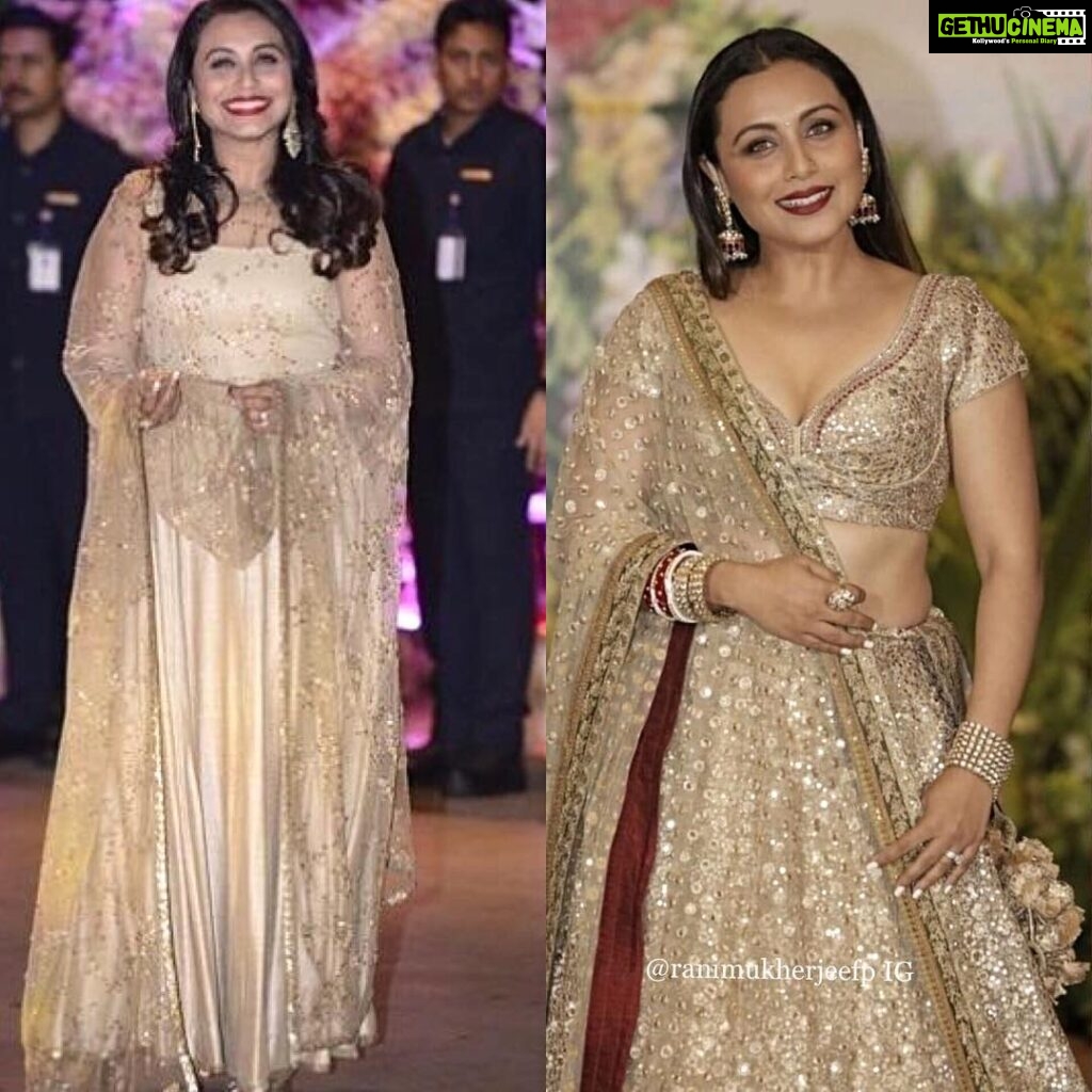 Rani Mukerji Instagram - Queen of gold 😍❤️! Which outfit, the Ambani engagement outfit or the Sonam Kapoor reception one? AI can’t choose she’s too gorgeous 🤩🤩