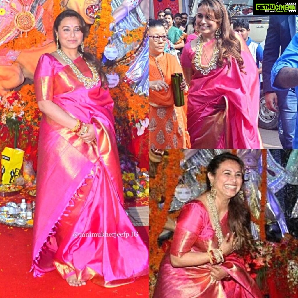 Rani Mukerji Instagram - Who remembers Durga Puja 2016 ✨? Can’t believe that was three years ago almost! I remember how insanely happy I was, so much press and photos of Rani that day! She looked so beautiful in that pink saree 😍🥰. Who agrees?!