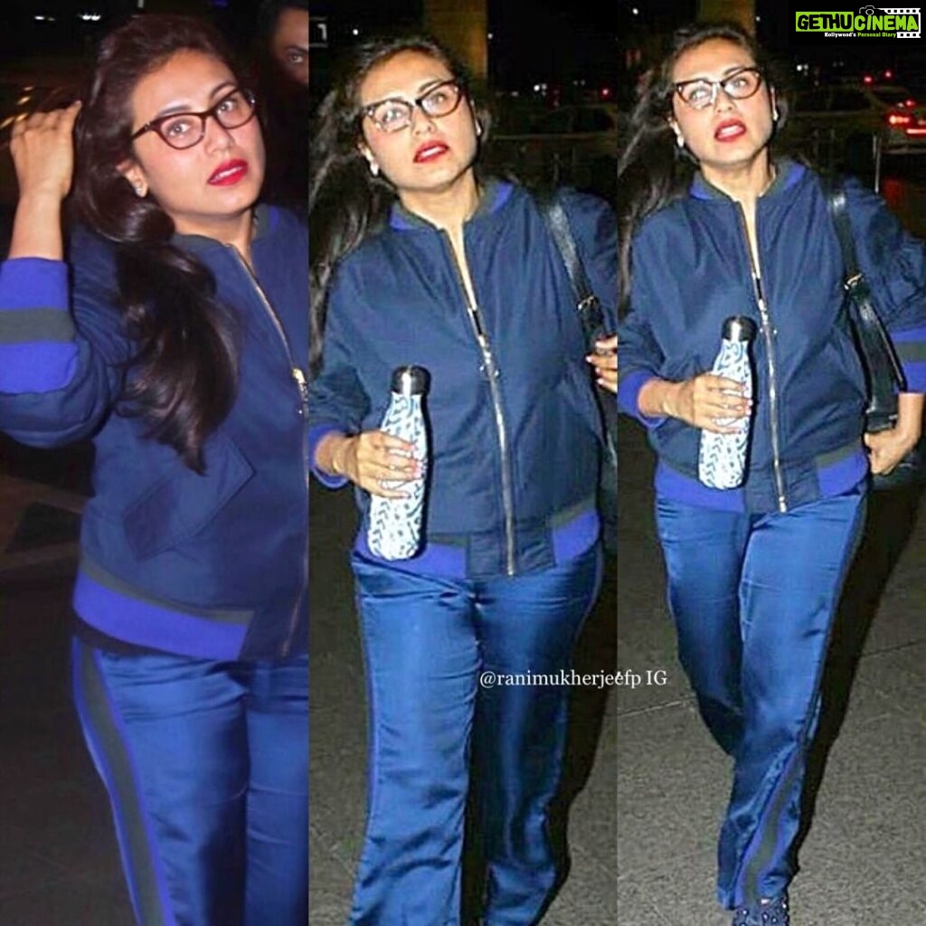 Rani Mukerji Instagram - Rani spotted last night at the Mumbai aiport 😍. Damn baby is looking amazing in the blue tracksuit and her hair is just gorgeous 🔥! I’m so happy to see her again, LOVE YOU RANI ❤ Mumbai Airport