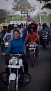 Ranjani Raghavan Instagram - ಟಕ್ಕರ್.. ನಾಳೆ! ನಿಮ್ಮ ಹತ್ತಿರದ ಚಿತ್ರಮಂದಿರಗಳಲ್ಲಿ🤩 #releasedate #may6th #promotionalbikeride (Helmet is taken off only for the video)