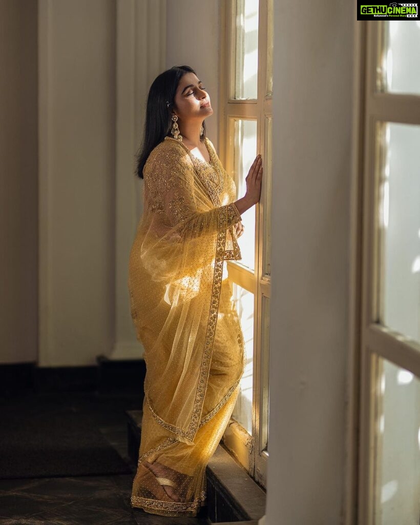 Remya Nambeesan Instagram - Golden hour 💫✨ Photography @ram___prakash_ Mua @jo_makeup_artist Costume @mayon_by_subhathracouture Styling @ishwaryaalaguvel EarRings @keyaa_by_kartika Chennai, India