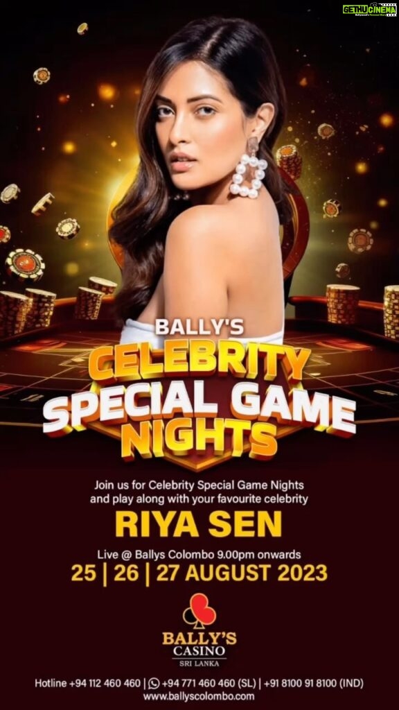 Riya Sen Instagram - Hello gorgeous people of Sri Lanka ! Come hang out with me at @ballyscasinocolombo on the 26 th aug and let’s play the night away and ring in all that cha cha ching ching 🤘🏻. Special thanks to @nabeelsdalvi and Rohit Kapoor for inviting me to my favourite country 🌴 Велигама