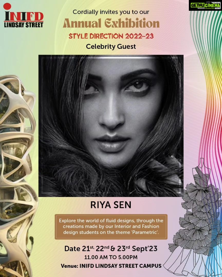 Riya Sen Instagram - Let's unlock the future of style at our Annual Exhibition: Style Direction '23. INIFD Lindsay Street welcomes - an honourable member of the jury Riya Sen, and cordially invites you to be in the presence of pure talents! #fashiondesign #studentwork #inifd #annualexhibition #styledirection #styledirection23 #design #interior #cordiallyinvited #INIFDStudents #FashionDesigner #Designer #RiyaSen #INIFDLindsayStreet #futuredesigners #futureofdesign #celebrityguest #BestInteriorDesigningInstitute #FashionDesigningInstituteInKolkata #prepared #students #bestfashiondesigninginstitute