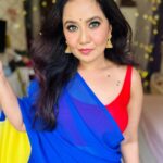 Roopal Tyagi Instagram - 💙 ❤️ 💛 #sareelove #sareegirlforever