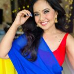 Roopal Tyagi Instagram - 💙 ❤️ 💛 #sareelove #sareegirlforever