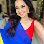 Roopal Tyagi Instagram - 💙 ❤️ 💛 #sareelove #sareegirlforever
