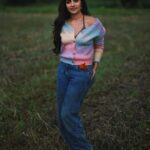 Rukmini Vasanth Instagram - starting with the outtakes cause I’m so happy with all the pictures 🥸🫠 📸 @sab6faces #IWoreThisSweaterAndTheSkyTurnedPastel #Magic #BraceYourselfForTheSabareeshShootSpam Sweater thrifted from @bottomdrawervintage