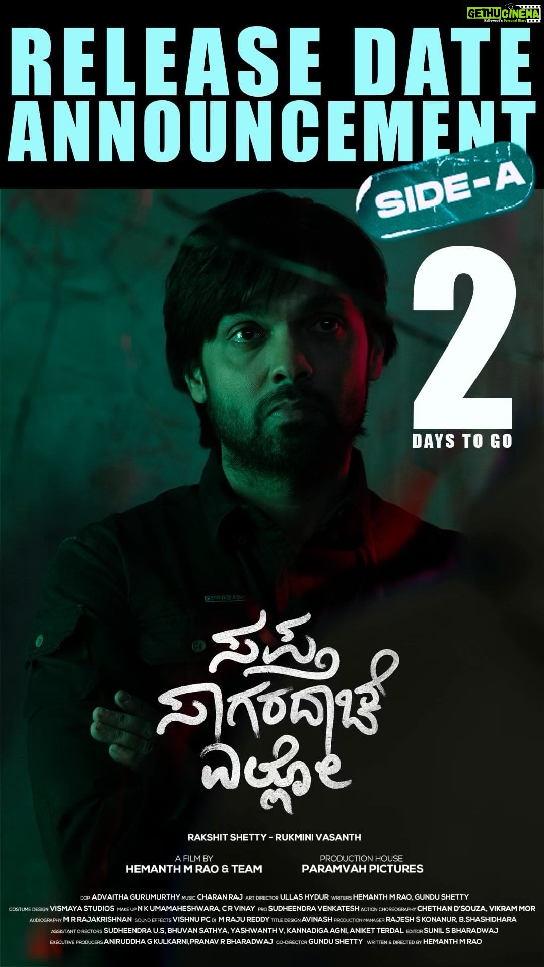 Rukmini Vasanth Instagram - Bide your time! Announcing the release dates of Side A and Side B of #SSE in 2 days✨ #SSEUpdateOnJune15 #SSEInTwoParts @rakshitshetty @hemanthrao11 @rukmini_vasanth @chaithrajachar @charanraj27185 @advaithaambara @ullashydur #ParamvahPictures @paramvah_studios Gif courtesy: @bloooey