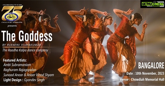 Rukmini Vijayakumar Instagram - Only one more month for #Chennai . Get your tickets early! “The Goddess” Chennai October 20th Bangalore November 10th Hyderabad December 17th Ticket links in my bio @cycle.in_ presents @raadhakalpa ‘s production to celebrate the 75th Anniversary. Supported by @cycle.in_ Choreography @dancerukmini Music production @ambisub Featuring artists and composers: @raghuramvocals @ambisub @shyam_rhythmgam @khanjiraboy @keerthanavaidyanathan Dancers: @padmashree.ks @vadhani.asokan @priya.classical @samyukthajujare @anushayash @surabhigopal reanna & manasvee @raadhakalpa Video @vivianambrose Light design @gyandev #thefemale #goddess #devi #maharajni #sundari #divinity #indianculture #bharatanatyam #karanas #bharatnatyam