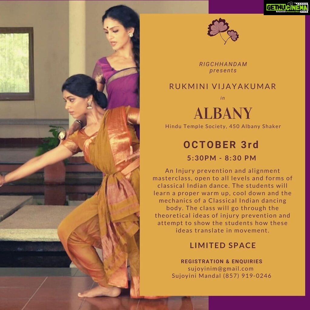 Rukmini Vijayakumar Instagram - Upcoming Workshops in the USA. Houston Sept 16th & 17th (Learn “Ranjanimala” a beautiful Stuti on Devi ) tattvamasi2015@gmail.com @tattvamasiatx NYC Charis & Adavus (Bharatanatyam dancers with 5 yrs min) Sept 18th & 19th time: 6:30 - 9:30pm admin@Lshva.in Jayanthi (646) 464-1872 Albany An Injury prevention Masterclass (open to all) October 3rd Time: 5:30- 8:30 PM sujoyinim@gmail.com Sujoyini Mandal (857) 919-0246 Bay Area Choreography & Nritta exploration October 29th Time: 9:00 am - 11:30 am / 11:30 am -1:00 pm/ 2:00 pm - 6:00 pm anubhavaculturalexchange@gmail.com Vaishu Raj (972) 805-7056 Seattle Injury prevention and alignment ( all levels) Charis & Adavus (Int-adv dancers) Oct 30th & 31st Time: 5:00 - 6:00 pm & 6:30 - 9:30 pm piyali.dance@gmail.com/ chavik@pratidhwani.org Detroit Charis & Adavus ( all levels) Nov 1st & 2nd Time: TBD chitrami12@gmail.com | 248-238-6519 @dance.with.chitra | @detroitadavu #bharatanatyam #indiandance #dancer #classicalindiandance #UStour #bharatnatyam