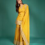 Saiee Manjrekar Instagram – 💛✨ 
 HMU: @mitavaswani @rasilaravariamua 
Outfit: @priyalprakashhouseofdesign @dipublicrelations
Jewellery: @minerali_store 
Styled by: @suvidhiijainn
Assisted by: @dargadpoojaa
📸 : @pranav.foto