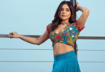 Sakshi Agarwal Instagram - Embracing tradition with a modern twist in my stunning blue lehenga. 💙🌟 #ModernEthnic . #fashionista #twitlgoals #bluelhenga #bluemagic #sakshiagarwal . Outfit : @savinidii_official Pic : @ngrnandha Location : @ramadaplazachennai Hmua: @makeupbyvaishalikrishnan / @avmakeuplab Chennai, India