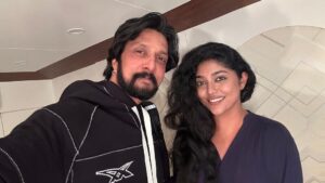 Samyukta Hornad Instagram - Happy birthday to the calmest storm @kichchasudeepa sir. I’m most excited to be working with sir on #K46 #MAX 🔥 

Here’s the title teaser playlist: bit.ly/K46TitleTeaser 🔥 

I know #K47 will be epic because of sir’s love, passion and in-depth knowledge on just everything to do with films. Super grateful for this opportunity. Wishing you the bestestest in everything sir. 🤍🌸 

#K46 #Max #KK #K47 #kicchasudeep