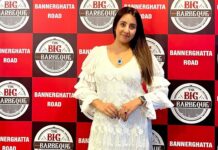 Sanjjanaa Instagram - Wearing a beautiful dress by @riddhi_99design 👗 miss gayatri is the founder of Ridhi design studio, and I love the fluffy sleeves, and this shiny trouser that she put me into that made me just blossom as a chief guest , on the day of the launch of this mind blowing Restaurant #bigbarbeque in bannerghata road . The food was so yummy and guess what they serve 180 dishes in there buffet … launching the fifth branch of @thebigbarbeque with @bangalorefood_hunt , Mr sandy founder of @thedigixperts was so much fun . Karnataka, Bangalore