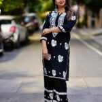 Sanjjanaa Instagram - As feminine and beautiful as this simple dresses Lucknowi dresses are from @ruslaansiddiqui , it’s as comfortable as that … Skin care partner @official_dermacol_india , 💄 @ss_makeover_by_suha , @jewelerybysusmitha . 📷 @iamsaadkhan Karnataka, Bangalore