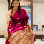 Sapthami Gowda Instagram - ಭಲೇ ಭಲೇ ಚೆಂದದ ಚೆಂದುಳ್ಳಿ ಹೆಣ್ಣು ನೀನು ಮಿಂಚು ಕೂಡ ನಾಚುವ ಮಿಂಚಿನ ಬಳ್ಳಿ ನೀನು 🌺🧿 Saree - Gift from @krg_connects 🫶🏻🥹 Blouse @kalasthreebytejaswinikranthi @tejukranthi 🧿🧿