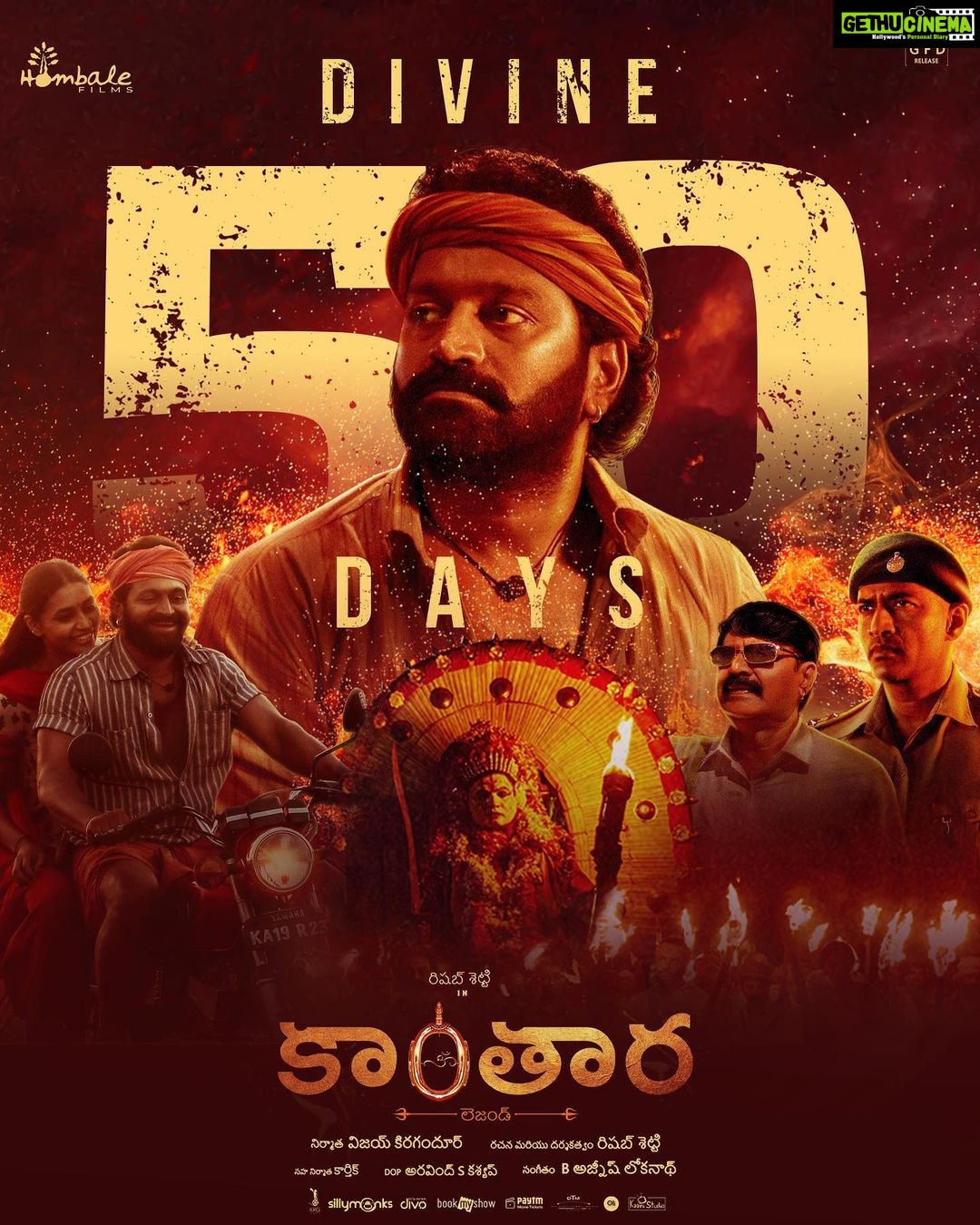 Sapthami Gowda Instagram - 50 Days For Divine Blockbuster, #Kantara in Hindi, Telugu & Tamil 🔥 Listen to #VarahaRoopam here: https://youtu.be/gH_RYRwVrVM @rishabshettyofficial @vkiragandur @hombalefilms @sapthami_gowda @hombalegroup #HombaleMusic @b_ajaneesh @actorkishore @arvindskash @kantarafilm