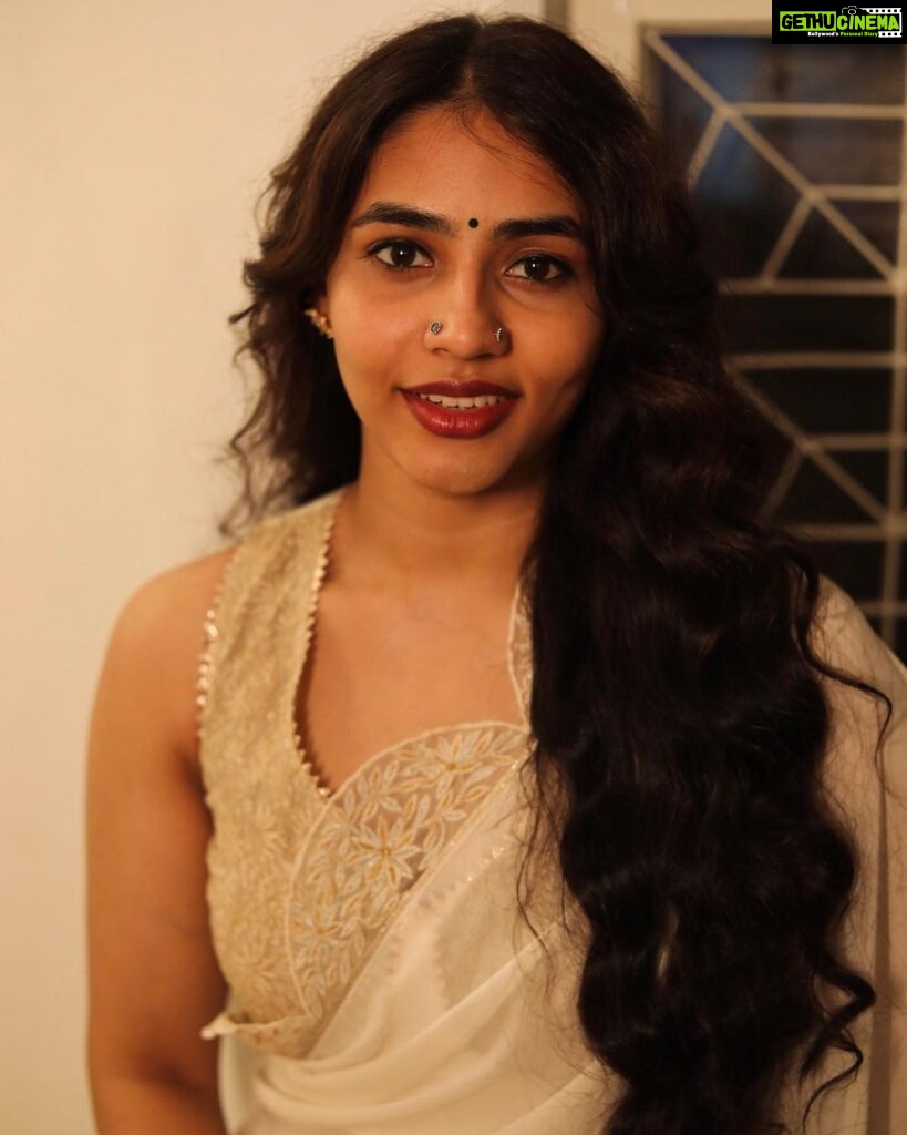 Sapthami Gowda Instagram - You write me a caption 🤍🧿 Styling @tejukranthi Assistant styling @khushi_jagadisha Outfit @lathaputtanna Hair @prashanthhairstylist 📸 @mayarthaproductions