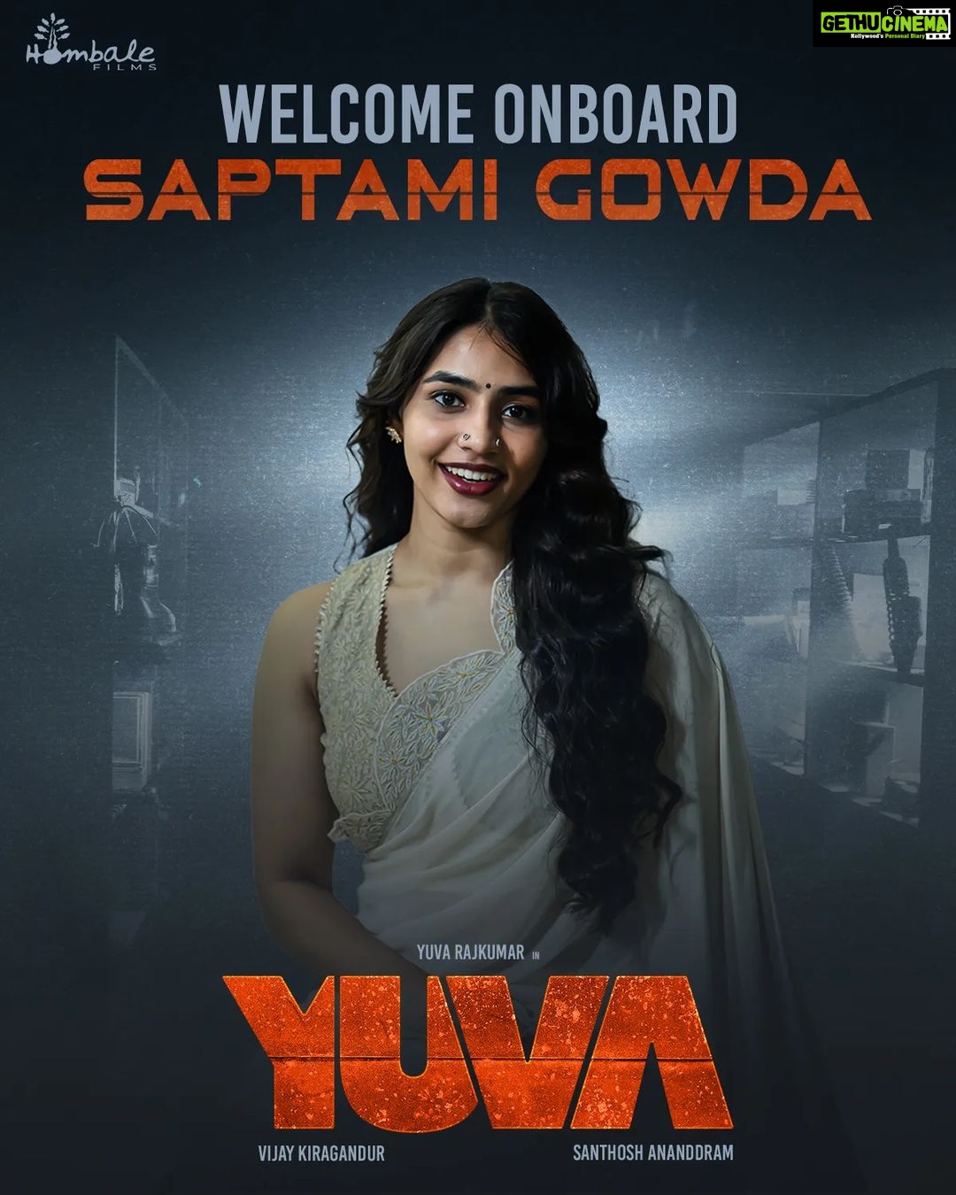 Sapthami Gowda Instagram - “ಯುವ”ರಾಜನ ಅರಸಿಗೆ ಆದರದ ಸ್ವಾಗತ❤️ Get ready to witness the magic of the graceful @sapthami_gowda once again! With her raw talent and dedication to the craft, we knew she was the perfect fit for #Yuva. @santhosh_ananddram @yuva_rajkumar #VijayKiragandur @hombalefilms @hombalegroup @chaluvegowda @b_ajaneesh @shreeshakuduvalli @joinprakashraj @yuvathefilm #YuvaOnDec22