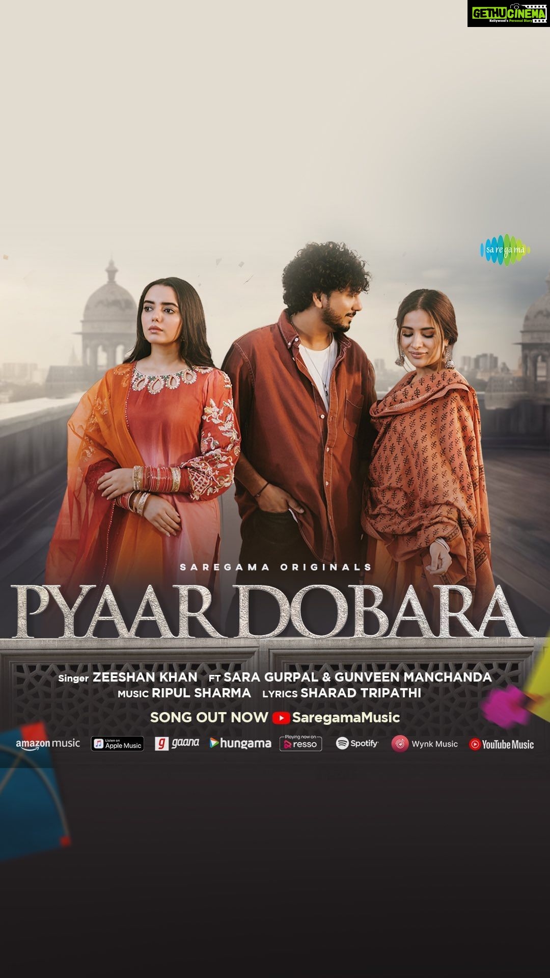 Sara Gurpal Instagram - Sab Zakhm Puraane Sookh Gaye Bas #PyaarDobara Karna Hai🥰 Song Out Now on Saregama Music Youtube Channel and all major streaming platforms 🎶❤️ @zeeshan_malang @saragurpals @gunveenmanchanda @ripulmusic @rajabetasharad @eypcreations @filmmaker_vikram @officialharshchopra @yellowskyfilm @ahenmusic #Saregama #SaregamaMusic #NewSong #sadsongs #lovesong