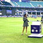 Sastika Rajendran Instagram - Pre-match scenes with Rusty and Sriram. A lot of discussions and a hell a lot of fun 🤩 @russelarnoldofficial @sriram435 Styled by @swetha.raghul 🌸 #DpWorldILT20 #T20 #UAE #CricketSafari #ILT20onZee #Dubai Dubai International Stadium