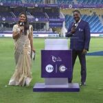Sastika Rajendran Instagram - It feels so surreal to stand beside these legends of cricket that I always forget to click pictures 🥲 But I am glad, some of you are watching the game and are kind enough to send me this 💕 நன்றி! #Blessed #ILT20 #DpWorldILT20 #Dubai #ThankYou