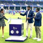Sastika Rajendran Instagram - Pre-match scenes with Rusty and Sriram. A lot of discussions and a hell a lot of fun 🤩 @russelarnoldofficial @sriram435 Styled by @swetha.raghul 🌸 #DpWorldILT20 #T20 #UAE #CricketSafari #ILT20onZee #Dubai Dubai International Stadium