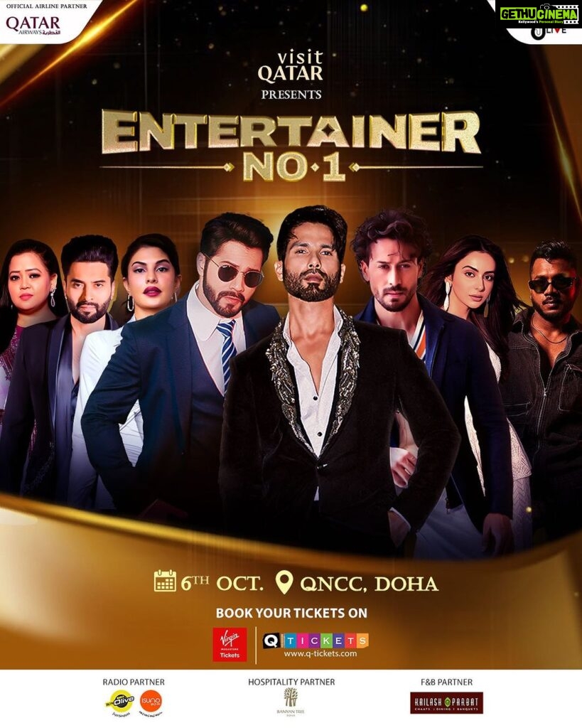 Shahid Kapoor Instagram - Counting down the days until I see you all in Doha! It’s definitely going to be an unseen celebration of Bollywood magic. Let’s make this EPIC 💫 Experience an unforgettable night of entertainment and Bollywood magic at @visitqatar presents #EntertainerNo1, an exciting initiative by Jjust LIVE✨ on 6th October at QNCC, Doha Get your tickets NOW! (Link In Bio) @jjustliveofficial @qatarairways @radioolive.qa @virginmegastoretickets @qtickets_qtr @qatarcalendar @radiosuno @jackkybhagnani @shyamc26 @iloveqatar @lovindoha @qatarliving @banyantreedoha @kailashparbatdoha #JjustLive #EntertainerNo1 #Qatar #Doha #BollywoodNight #BollywoodMagic #QatarEvent2023 #FirstTimeInQatar #VisitQatar