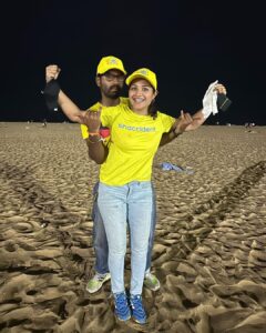 Sharanya Turadi Instagram - First times are always special and this one is super special to me! 
And the reason is THALA DHONI🔥
Watte mass moment it was to witness the man himself walking in with his bat onto the pitch and smash two sixes😍

Watching the match at the stadium with all the roaring at the Anbuden is truly an unrivaled experience 🦁💛

Match thotutom, but Thalaya paatachu, enakithu pothum 🙈😍

#csk #dhoniforever #thaladhoni