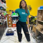 Sharanya Turadi Instagram - Hello from namma New Helmet 👽🪖 Thanks bro @pradeep_kumar.06 for helping me out with the cat ears and picking the right helmet ! 🤩 😆 #biking #riding #helmet #mthelmets Chennai, India