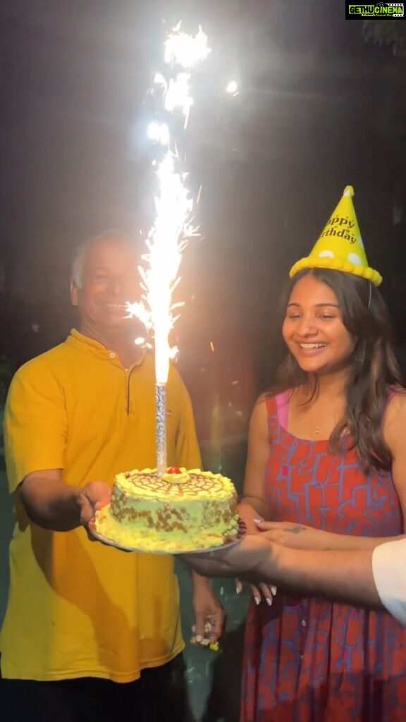 Sharanya Turadi Instagram - When Dad and Daughter's birthdays collide on the same day, it's just bigger and better than anything else! Happy Birthday to us pa❤️🔥 All my close friends are close to my father as well. So they chose to surprise us both at the midnight . It was too cute to see my father rejoicing like a kid middle of the night. 🥹 This very moment is my biggest bday gift ! A big heartfelt thank you to everyone who wished us on our big day! Thank you monkey @teenuniroshini_official @ganesh_journo @thillainathan.k for planning this ❤️ #PrimeReels