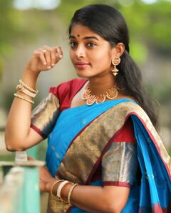 Sheela Rajkumar Instagram - Just blue saree vibes 🤩
.
.
.
.
.
📸:@sureshsuguphotography 
Pro: @a._john_pro

#sheela #picsoftheday #photoshoot #naturehealsthesoul #naturelover #staystrong #nevergiveup💪 #donthurtanyone #happysoul❤️ #lovemyself #sareelove #lookbook