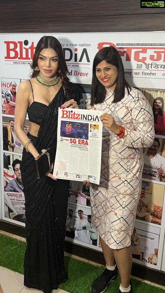 Sherlyn Chopra Instagram - At the inauguration of Blitz India’s office in Mumbai 🔥🔥🔥 Thanks to Deepak ji, Suhaas ji, Singh ji & Saif ji for the honour 🙏🏻