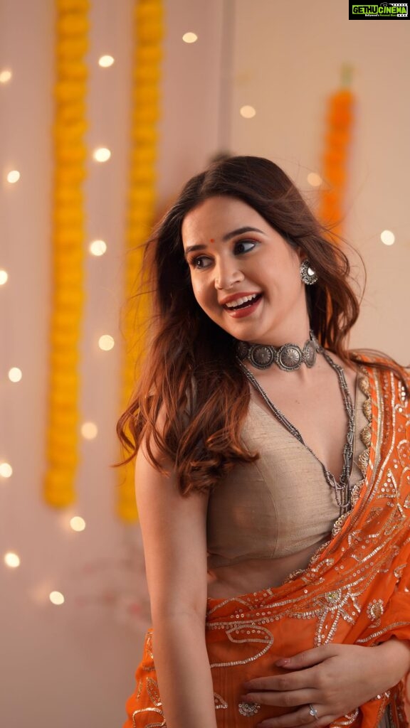 Shivshakti Sachdev Instagram - Navrang Mere Sang ✨ Worshipping Goddesss Navdurga wearing Orange color on Sunday bestows the person with qualities such as warmth and exuberance. This color is full of positive energy and keeps the person upbeat 🧡 Outfit - @anjanase_official #navratri #navratrispecial #navratrijewellery #navratrifever #navratrivibes #navratrilooks #garba #navratrinights #navratridays #NavrangMereSang #navratrioutfitideas #navratrifashion #happynavratri2023 #mumbainavratri #navlinavratri #garbafever #navratriideas #navratricolors #9days9colors #fashionblogger #festivevibes #reelsofinstagram #trendingreels Navratri Outfit Ideas | Navratri Fashion | Navratri Videos | Navratri Festival | Durga Pooja | Orange Traditional Outfit | Navratri First Day Mumbai - मुंबई