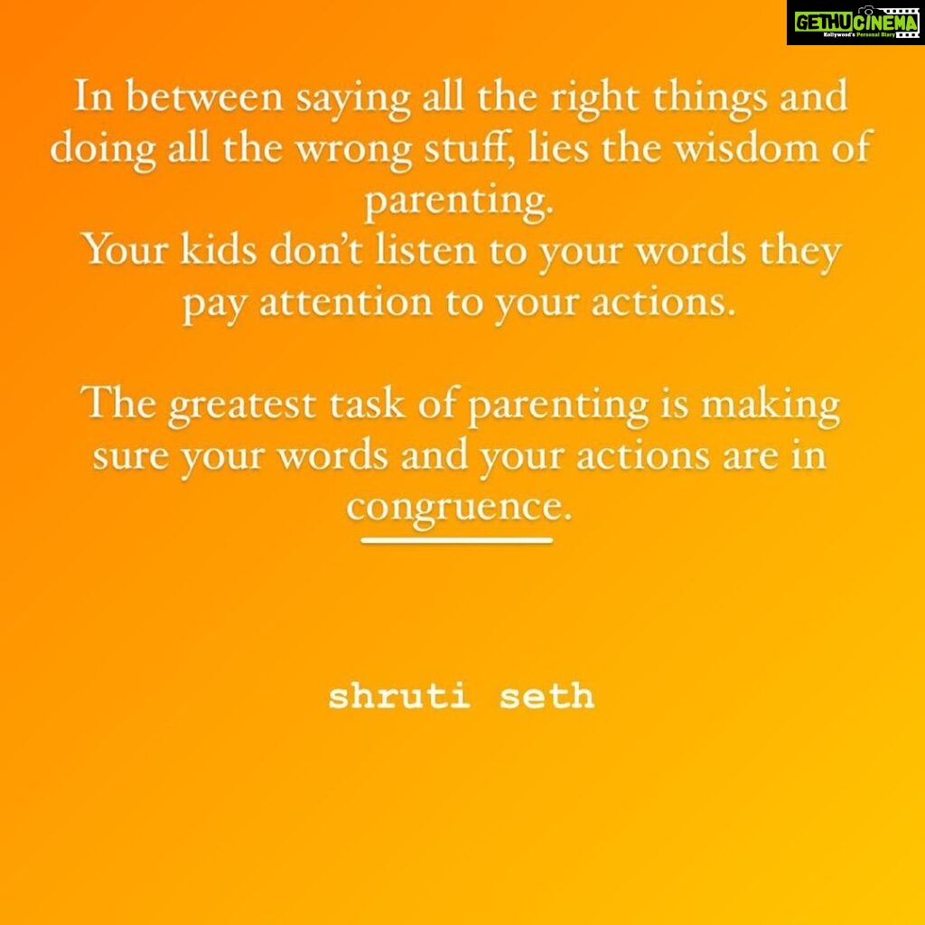 Shruti Seth Instagram - Tougher than it seems We’re all happy to guide our kids to do better but seldom do we take initiative to do better ourselves. Our kids pay attention only to our actions. That is what they emulate. You can tell your child all the right things but if you don’t follow it up with the right actions, it’s going to be a pointless exercise. If you tell your kids to be calm and have meltdowns around them, guess what they’re going to learn? Do as you say! Simple, but very hard! #parenting #hardestjobintheworld #goodenoughparenting #emptionalintelligence #eiwithshruti #shruphotodiary